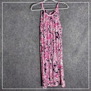 Cynthia Rowley Dress S Floral Halter Ruched Bow Stretch Pink Cottage Feminine